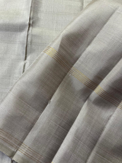YELLOW BLUE WHITE SILK PURE HANDLOOM KANJIVARAM SAREE