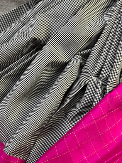 GREY SILK PURE HANDLOOM KANJIVARM SAREE