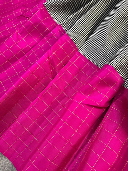 GREY SILK PURE HANDLOOM KANJIVARM SAREE