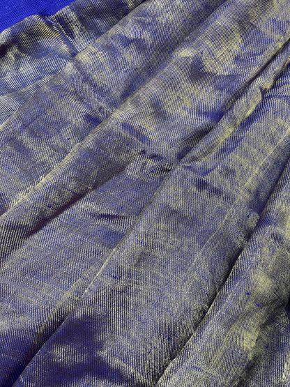 PURPLE TWILL METALLIC PURE HANDLOOM LINEN SAREE