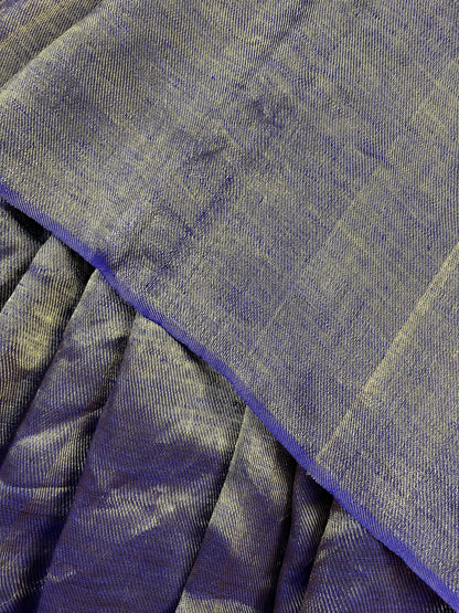 PURPLE TWILL METALLIC PURE HANDLOOM LINEN SAREE