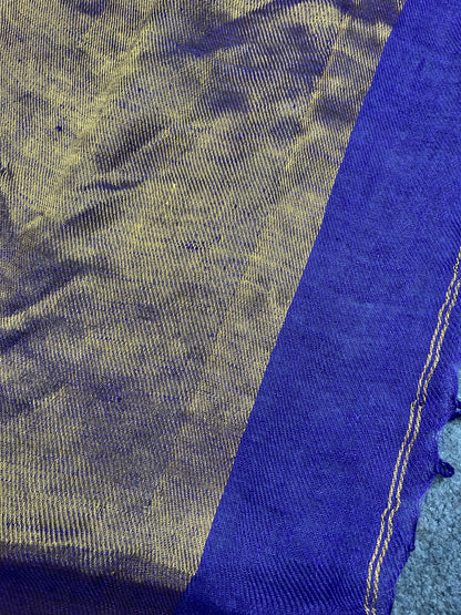 PURPLE TWILL METALLIC PURE HANDLOOM LINEN SAREE