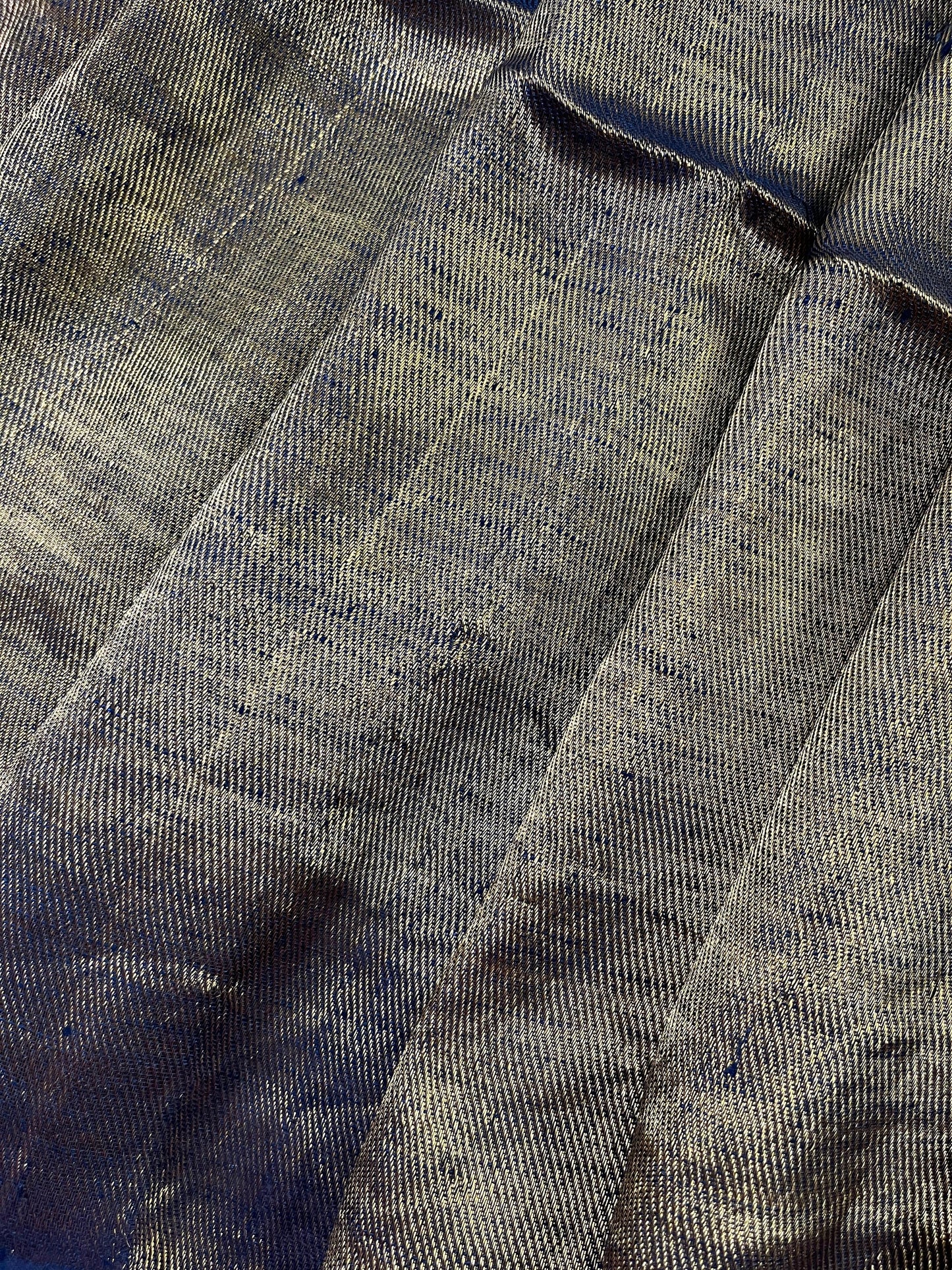 BLACK TWILL METALLIC PURE HANDLOOM LINEN SAREE