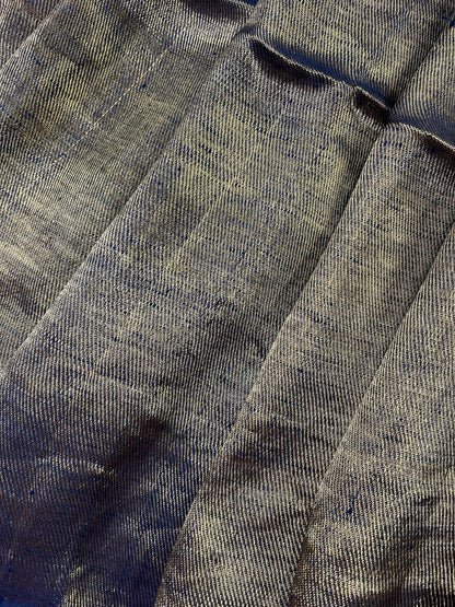 BLACK TWILL METALLIC PURE HANDLOOM LINEN SAREE