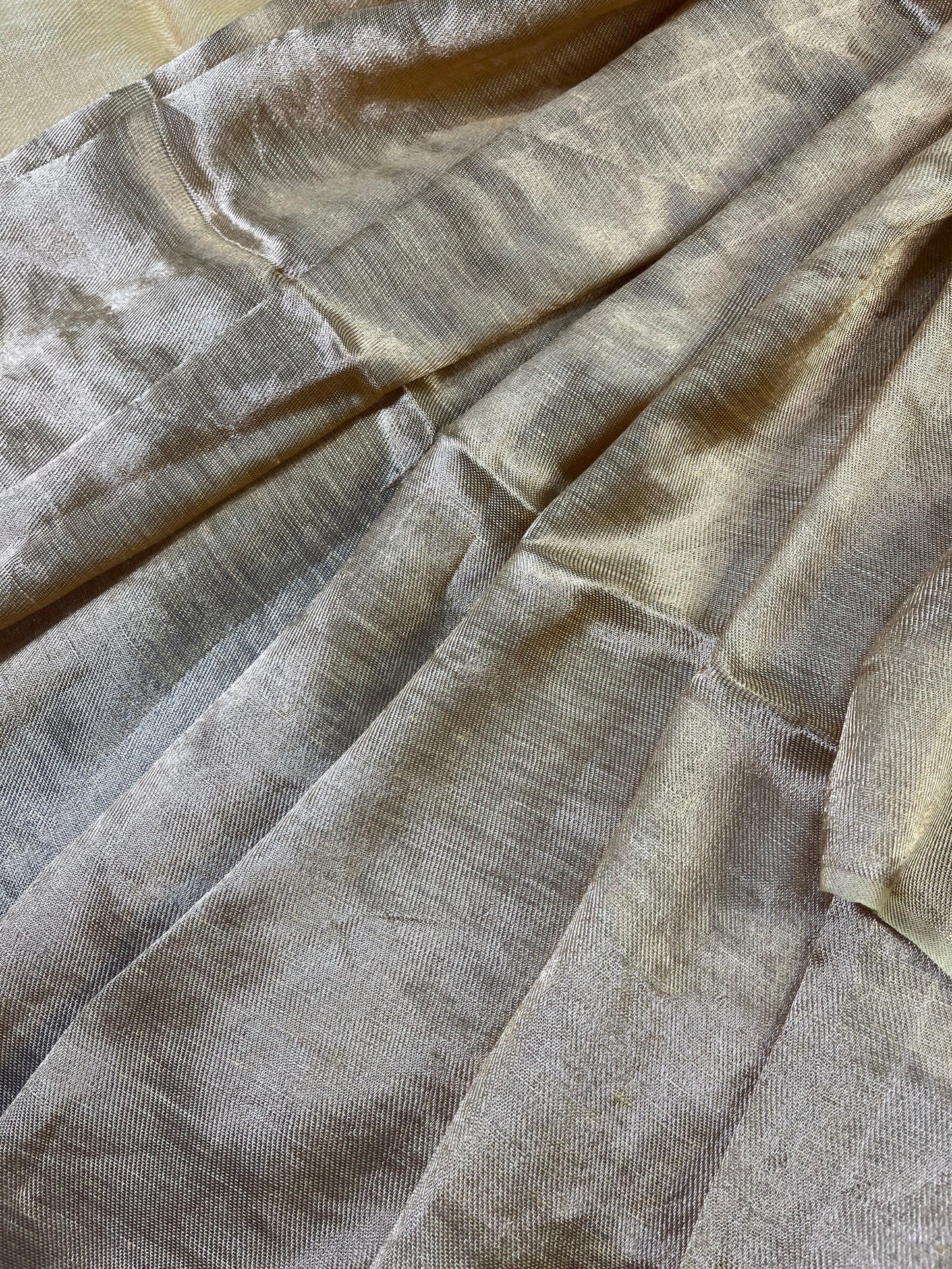 GOLD TWILL METALLIC PURE HANDLOOM LINEN SAREE