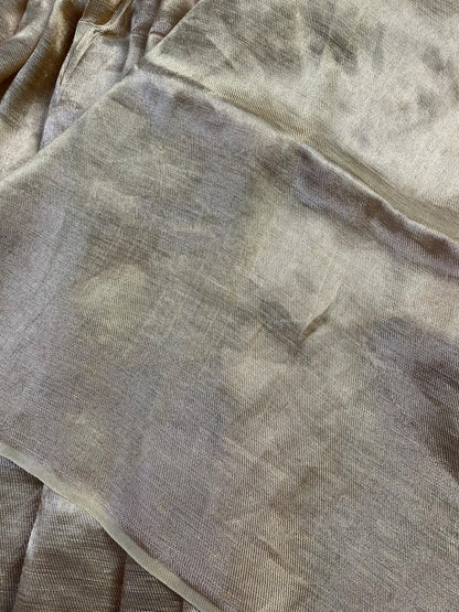 GOLD TWILL METALLIC PURE HANDLOOM LINEN SAREE