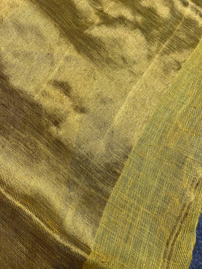 GOLD TWILL METALLIC PURE HANDLOOM LINEN SAREE