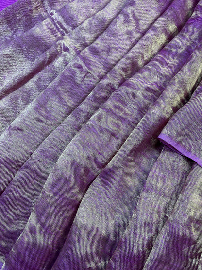 PINK TWILL METALLIC PURE HANDLOOM LINEN SAREE