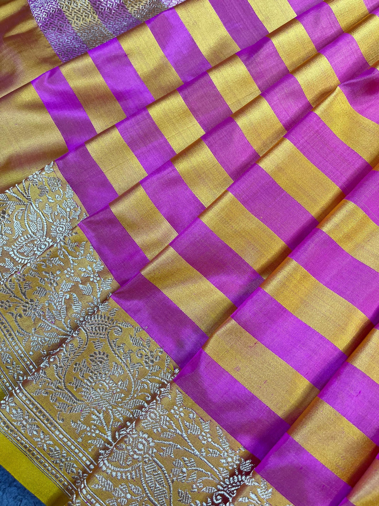 PINK YELLOW MASHRU SILK PURE HANDLOOM BANARASI SAREE