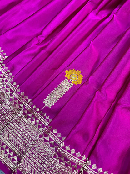 MAGENTA PINK MASHRU SILK PURE HANDLOOM BANARASI SAREE