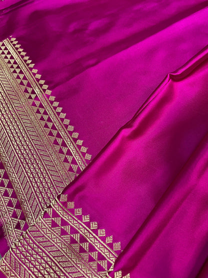 MAGENTA PINK MASHRU SILK PURE HANDLOOM BANARASI SAREE