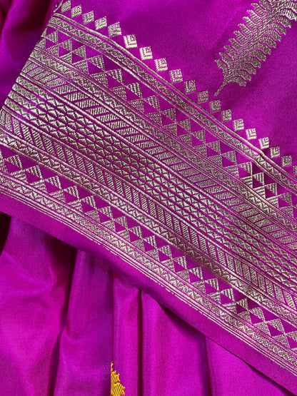 MAGENTA PINK MASHRU SILK PURE HANDLOOM BANARASI SAREE