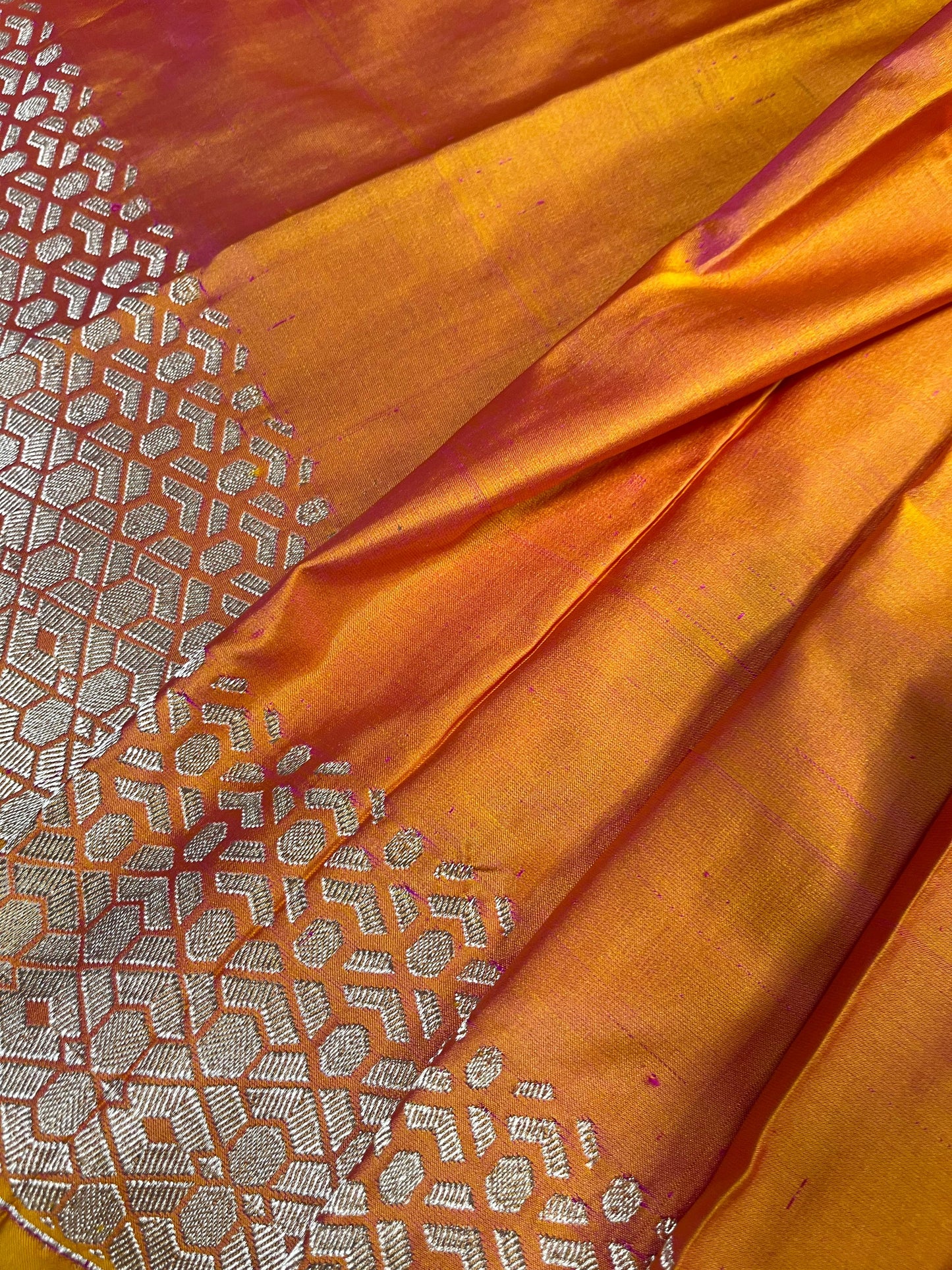 TWO TONE PINK ORANGE MASHRU SILK PURE HANDLOOM BANARASI SAREE