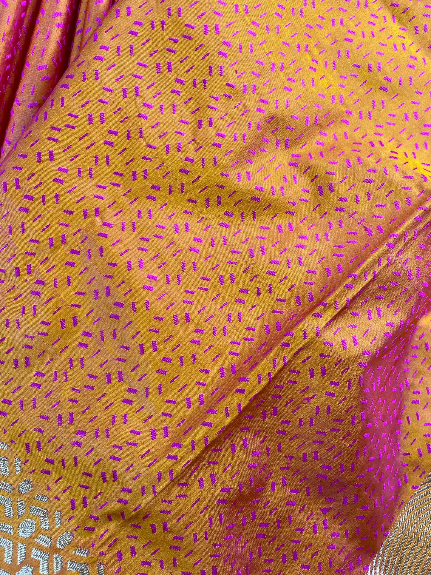 TWO TONE PINK ORANGE MASHRU SILK PURE HANDLOOM BANARASI SAREE