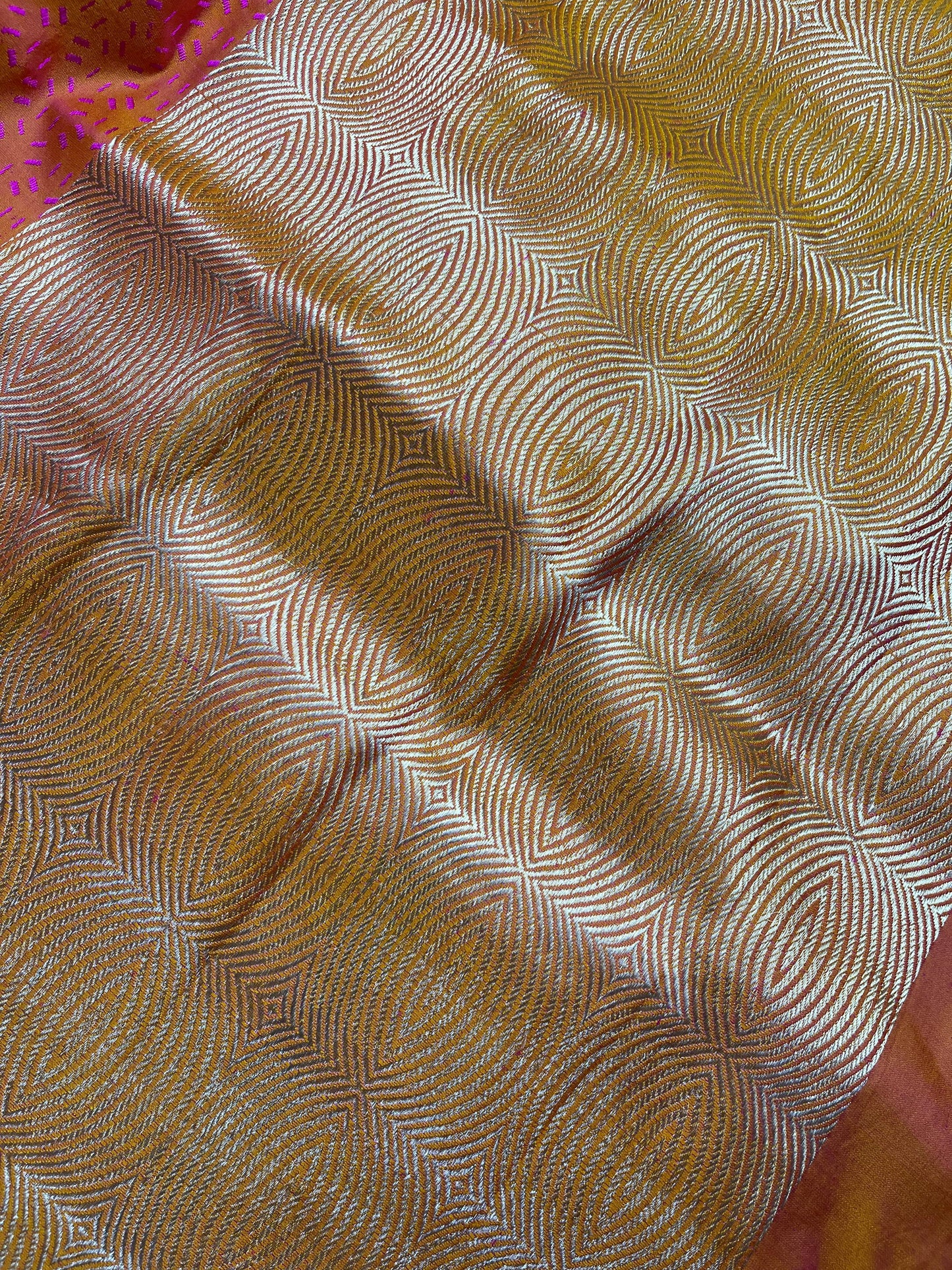 TWO TONE PINK ORANGE MASHRU SILK PURE HANDLOOM BANARASI SAREE