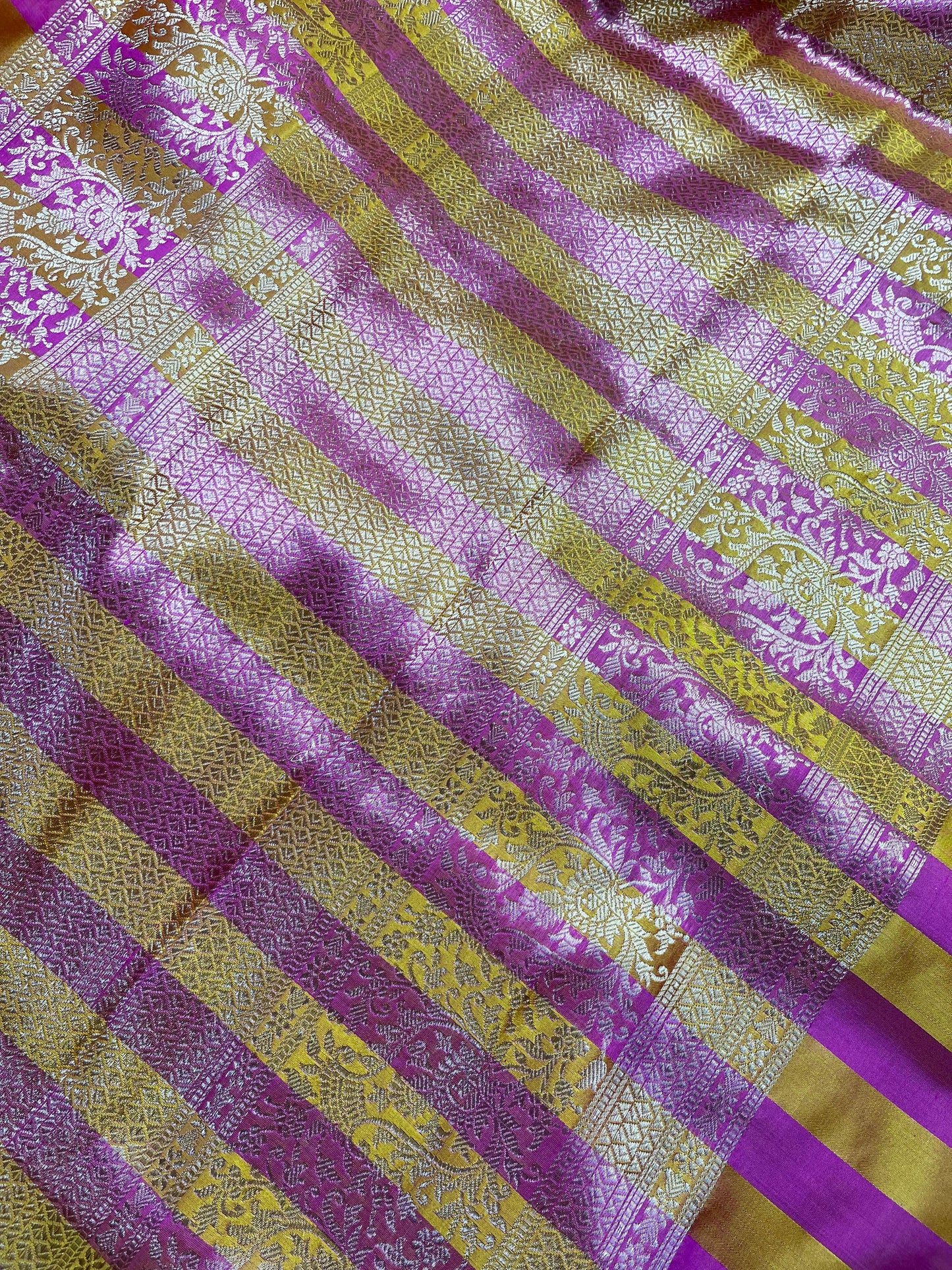 PINK YELLOW MASHRU SILK PURE HANDLOOM BANARASI SAREE