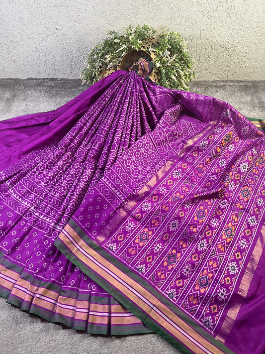 PURPLE SILK PURE HANDLOOM IKKAT SAREE