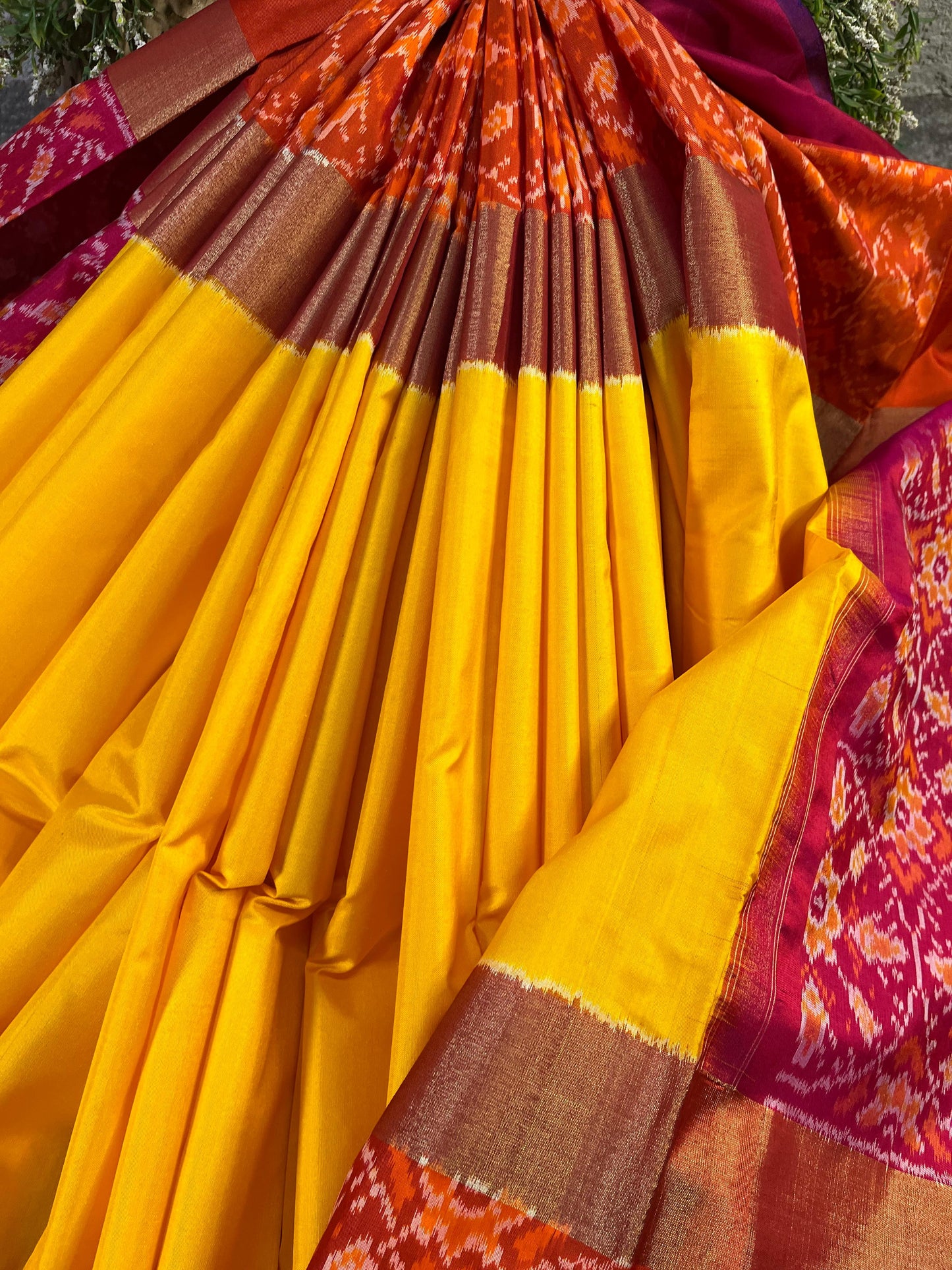 YELLOW SILK PURE HANDLOOM IKKAT SAREE
