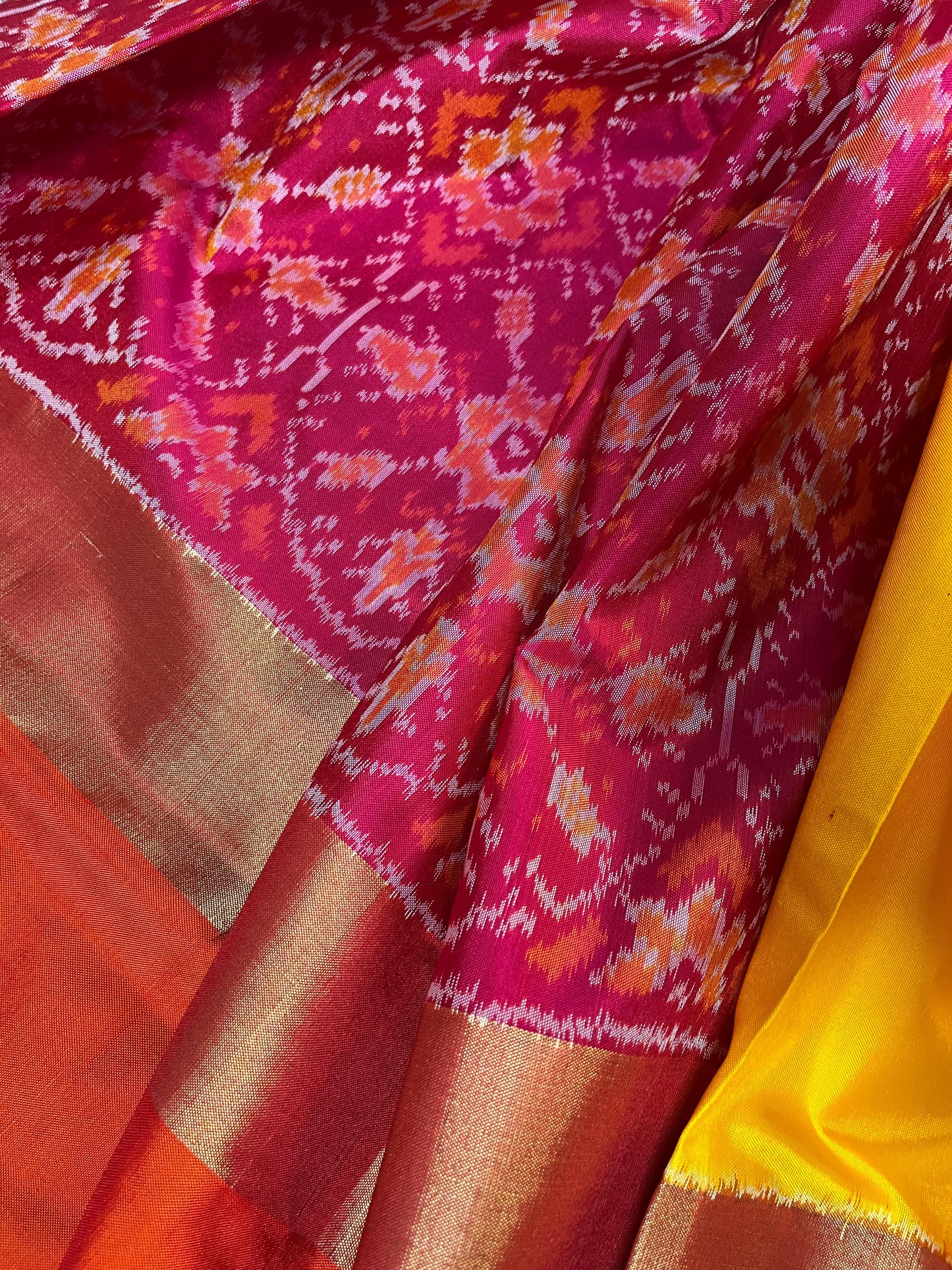 YELLOW SILK PURE HANDLOOM IKKAT SAREE