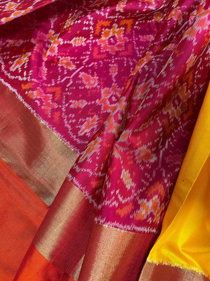 YELLOW SILK PURE HANDLOOM IKKAT SAREE