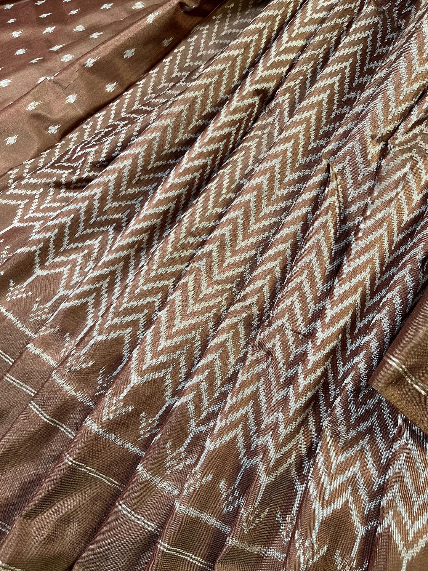BROWN SILK PURE HANDLOOM IKKAT SAREE