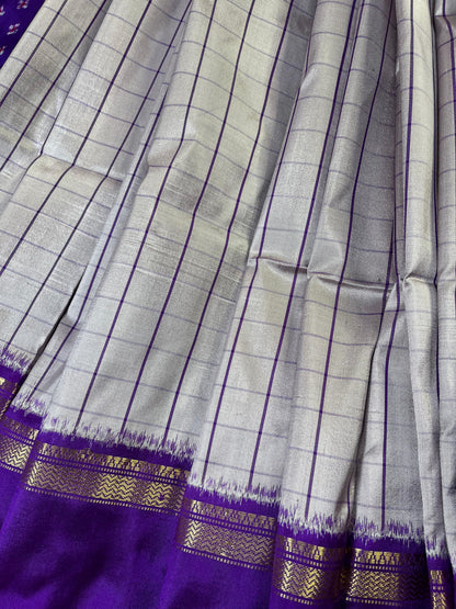 GREY SILK PURE HANDLOOM IKKAT SAREE