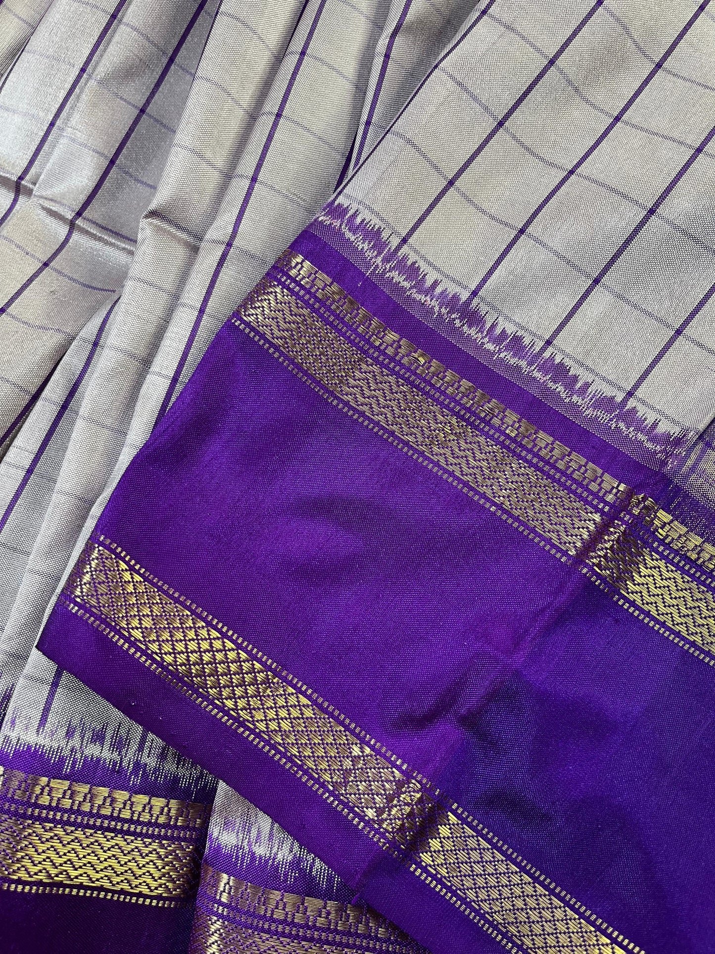 GREY SILK PURE HANDLOOM IKKAT SAREE