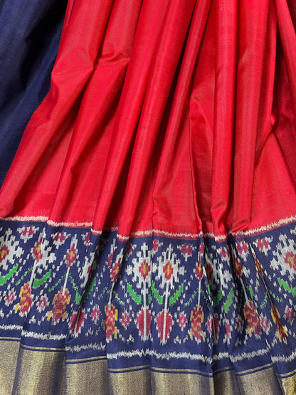 REDDISH PINK SILK PURE HANDLOOM IKKAT SAREE