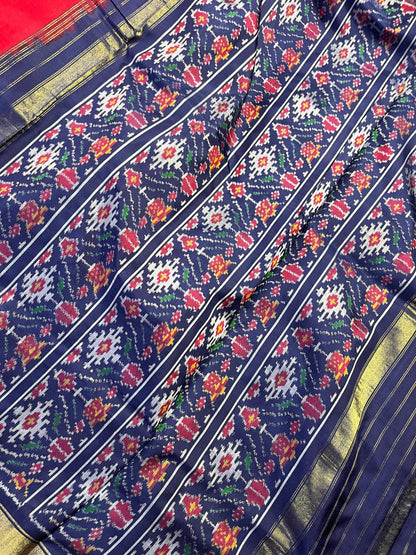REDDISH PINK SILK PURE HANDLOOM IKKAT SAREE