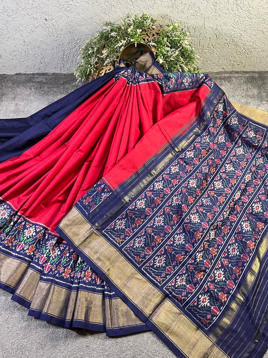 REDDISH PINK SILK PURE HANDLOOM IKKAT SAREE