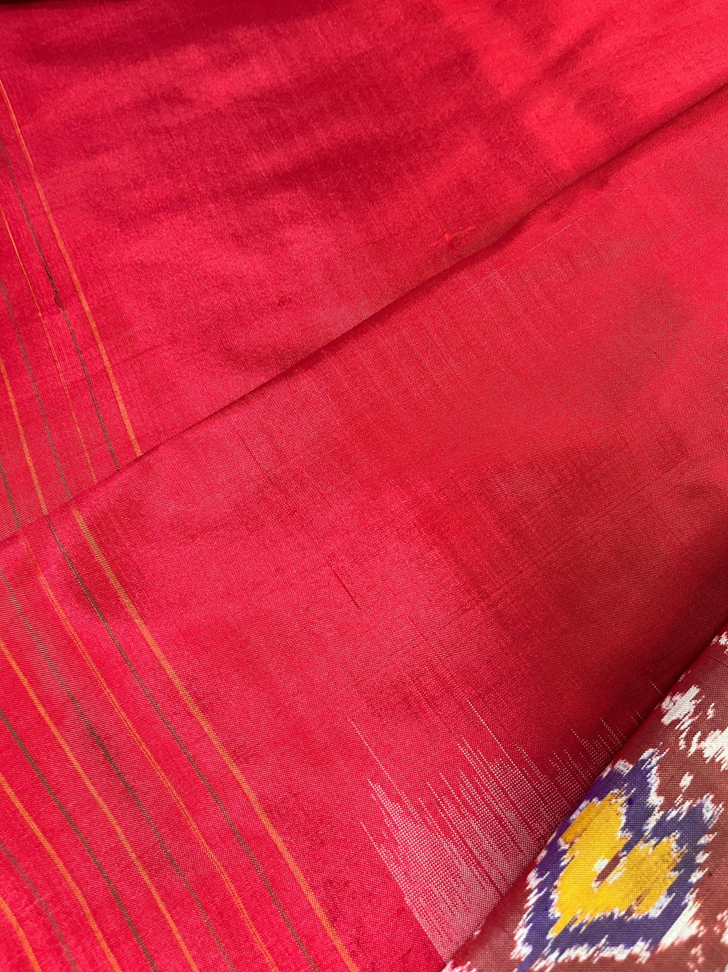 RED WHITE SILK PURE HANDLOOM IKKAT SAREE