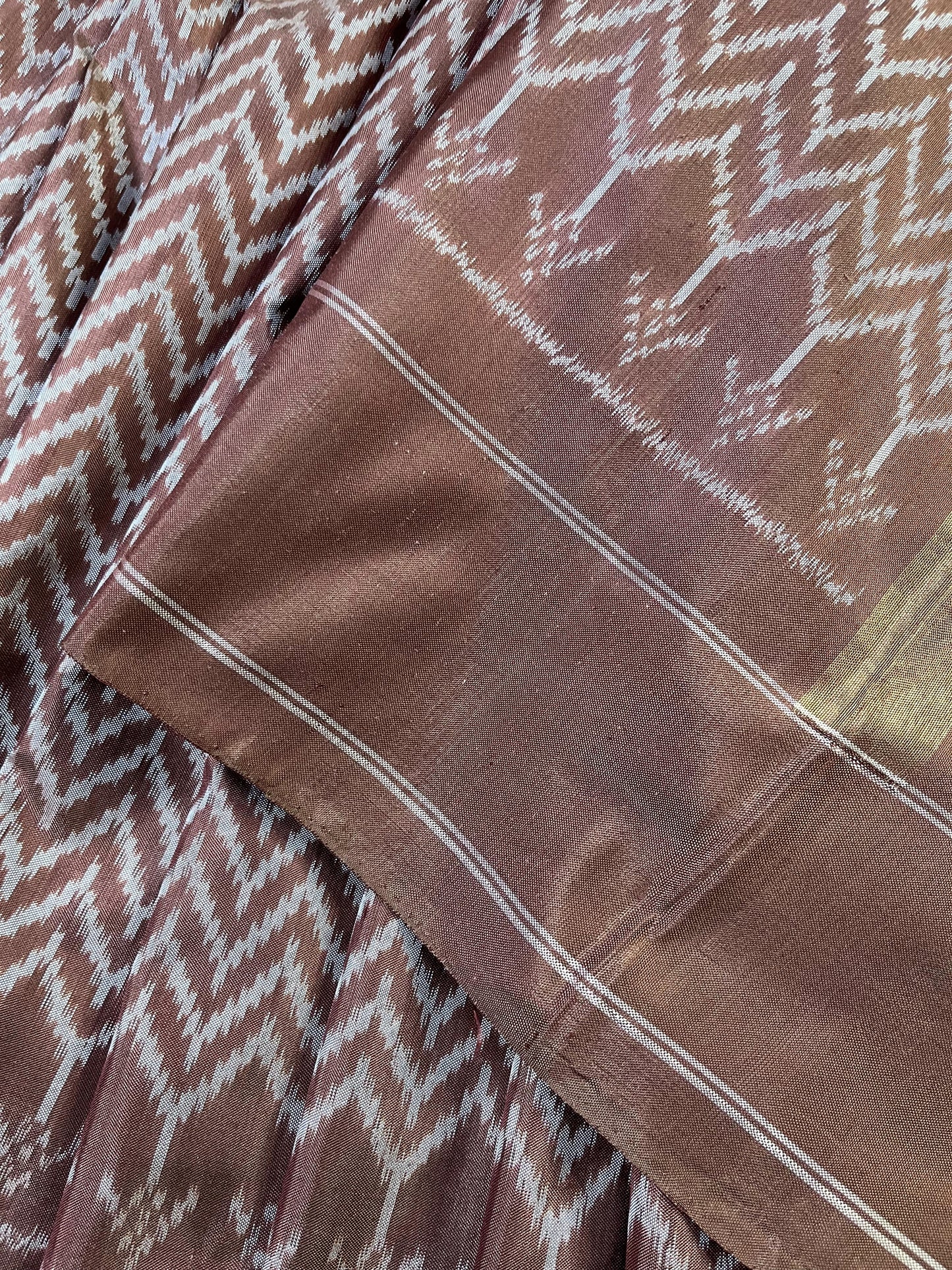 BROWN SILK PURE HANDLOOM IKKAT SAREE