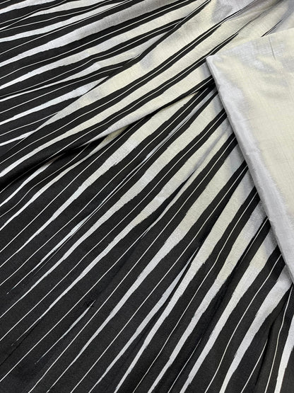 GREY BLACK SILK PURE HANDLOOM IKKAT SAREE