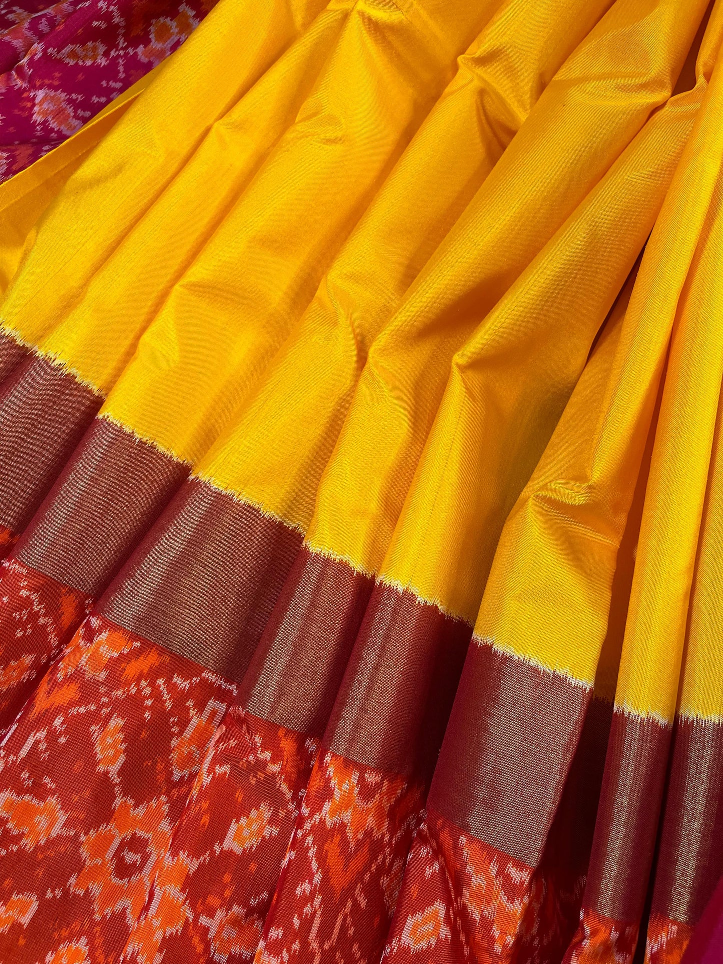 YELLOW SILK PURE HANDLOOM IKKAT SAREE