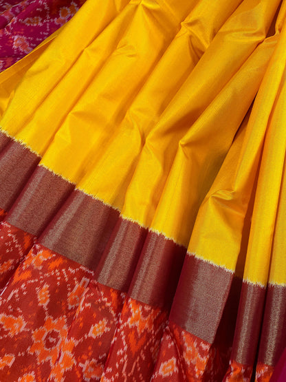 YELLOW SILK PURE HANDLOOM IKKAT SAREE