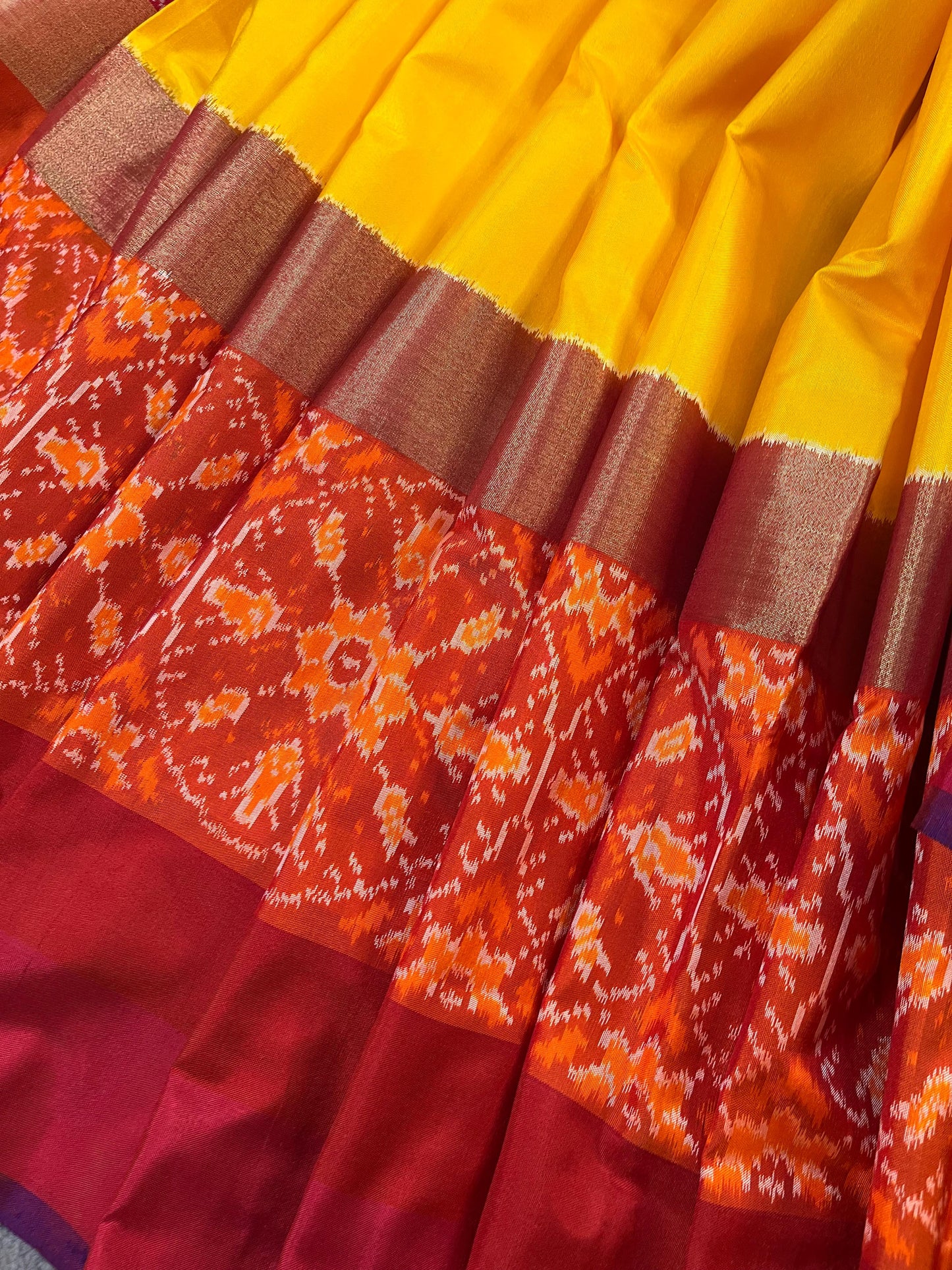 YELLOW SILK PURE HANDLOOM IKKAT SAREE