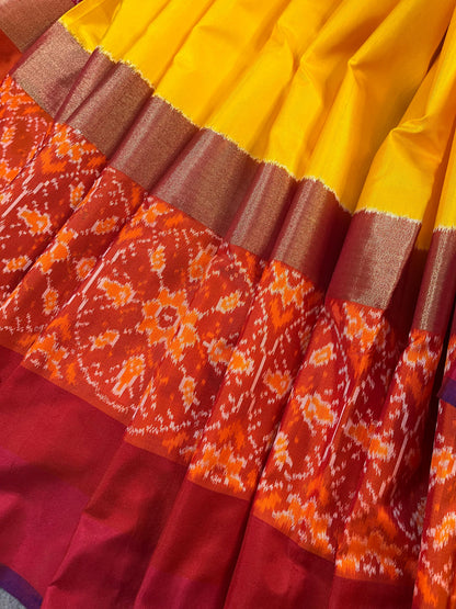 YELLOW SILK PURE HANDLOOM IKKAT SAREE