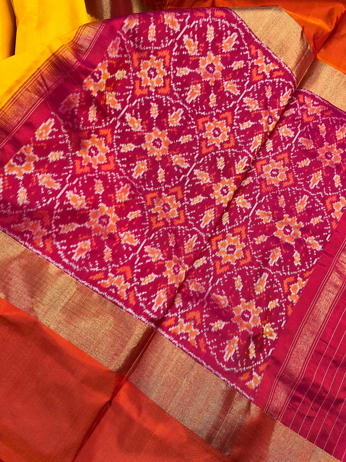 YELLOW SILK PURE HANDLOOM IKKAT SAREE