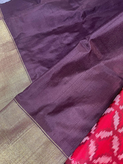 RED SILK PURE HANDLOOM IKKAT SAREE