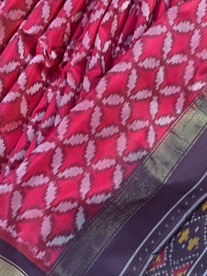 RED SILK PURE HANDLOOM IKKAT SAREE