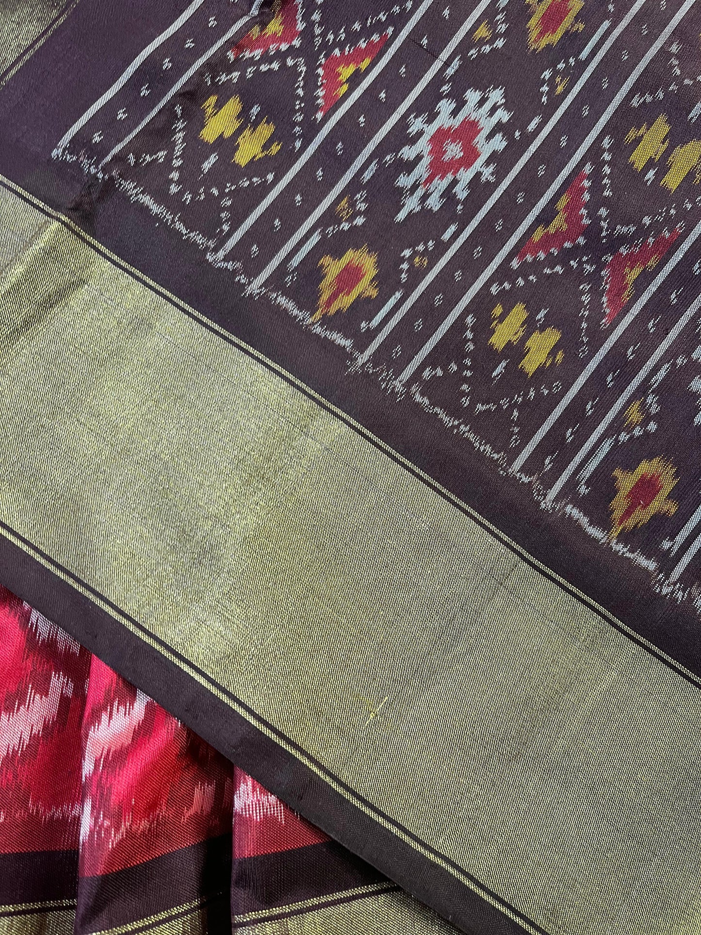 RED SILK PURE HANDLOOM IKKAT SAREE