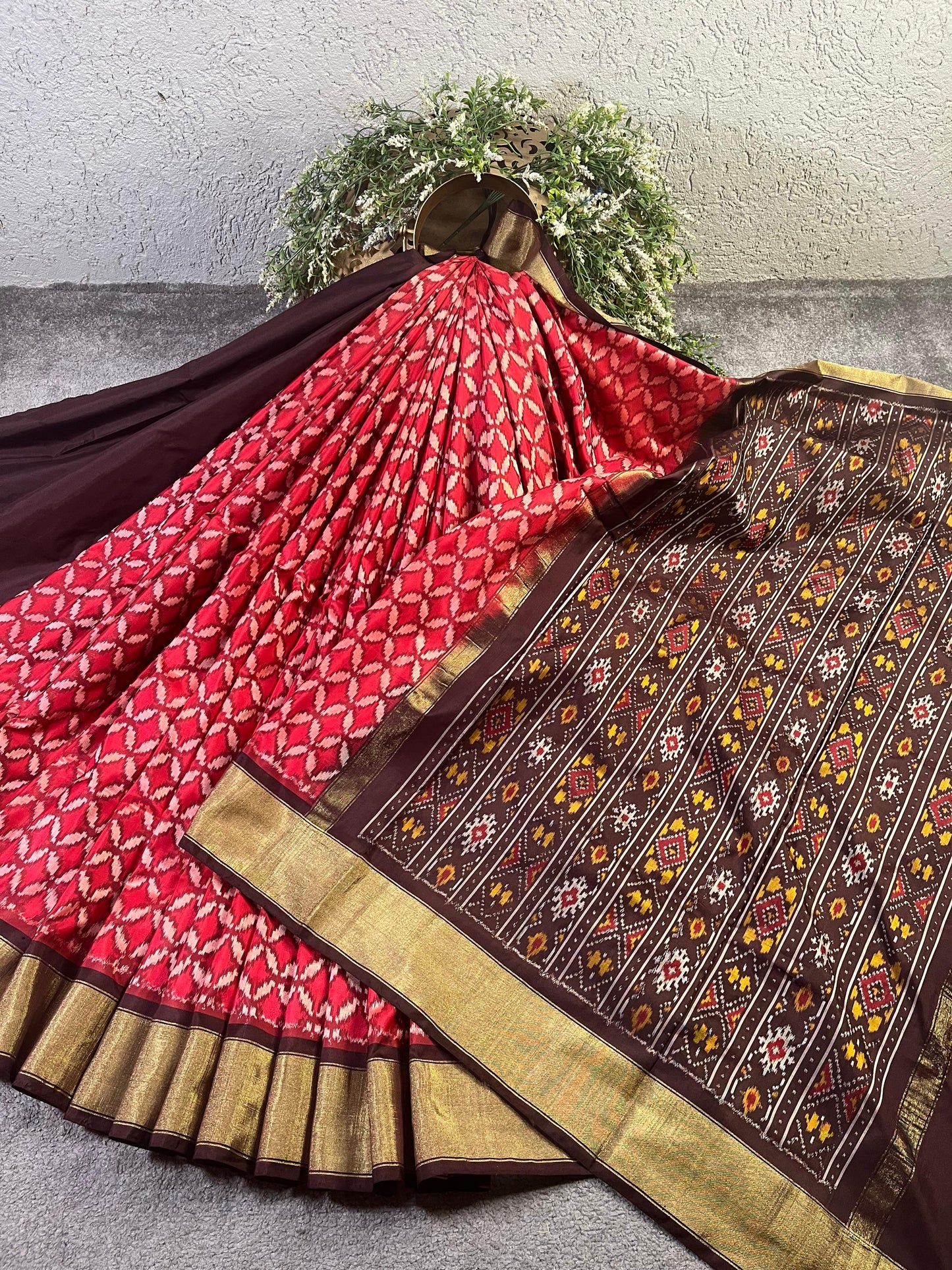RED SILK PURE HANDLOOM IKKAT SAREE