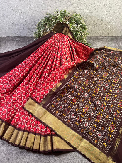 RED SILK PURE HANDLOOM IKKAT SAREE