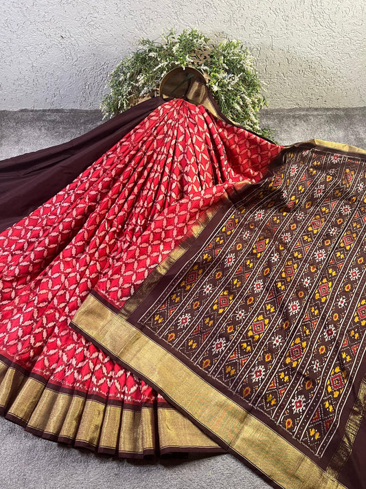 RED SILK PURE HANDLOOM IKKAT SAREE