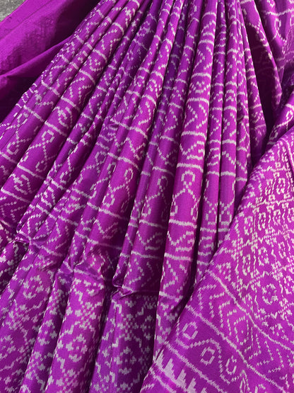 PURPLE SILK PURE HANDLOOM IKKAT SAREE