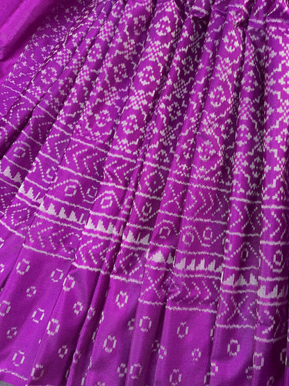 PURPLE SILK PURE HANDLOOM IKKAT SAREE