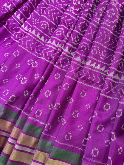 PURPLE SILK PURE HANDLOOM IKKAT SAREE