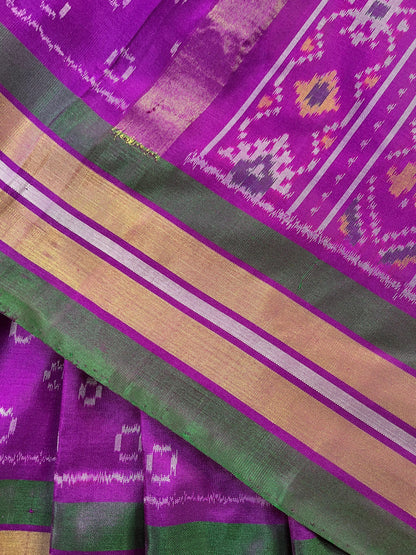 PURPLE SILK PURE HANDLOOM IKKAT SAREE