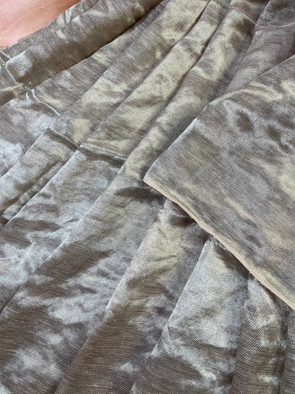 PEACH TWILL METALLIC PURE HANDLOOM LINEN SAREE