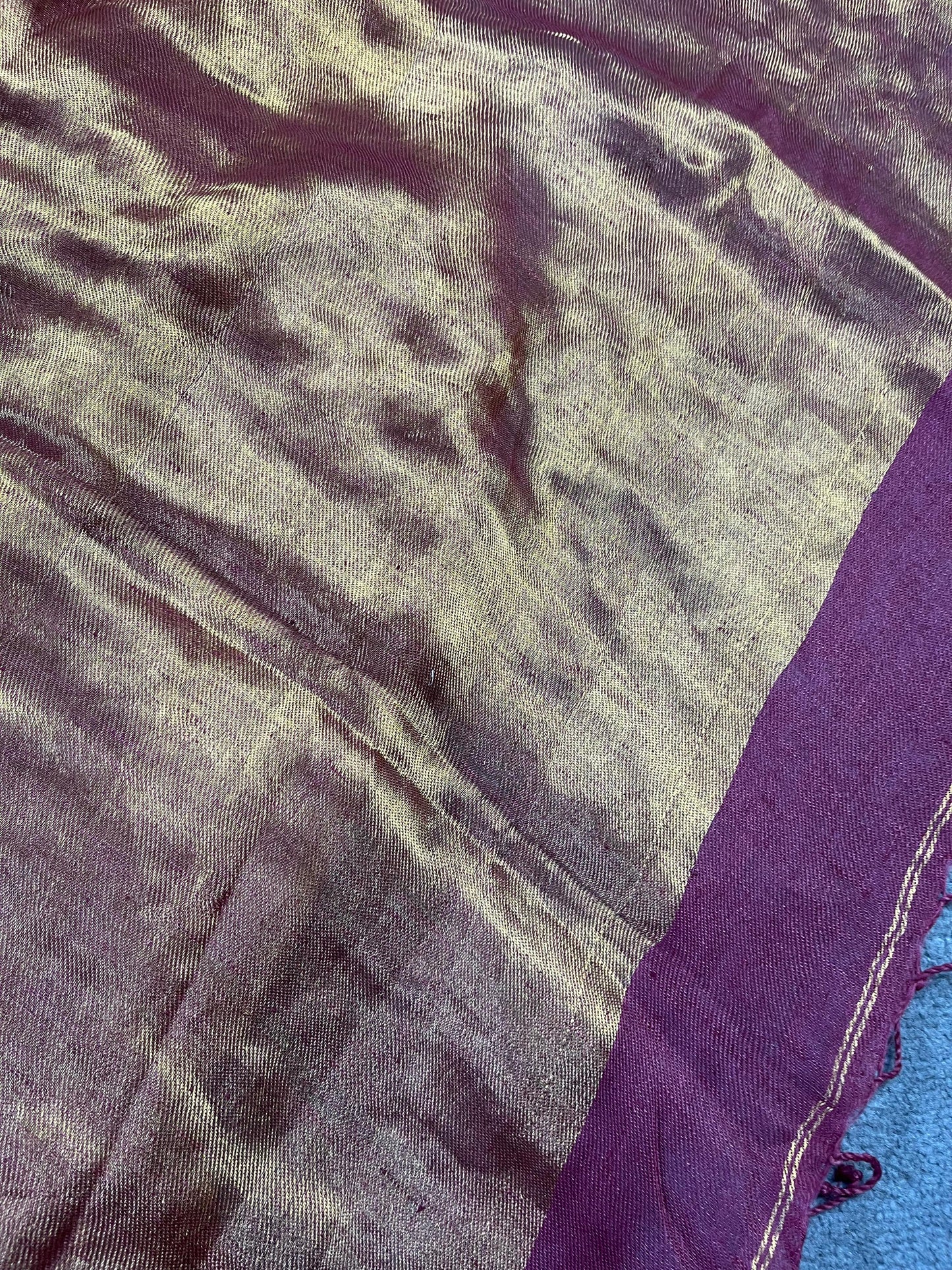 WINE TWILL METALLIC PURE HANDLOOM LINEN SAREE